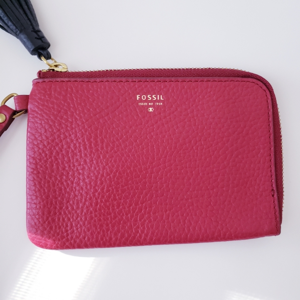 Fossil Red Leather Wristlet